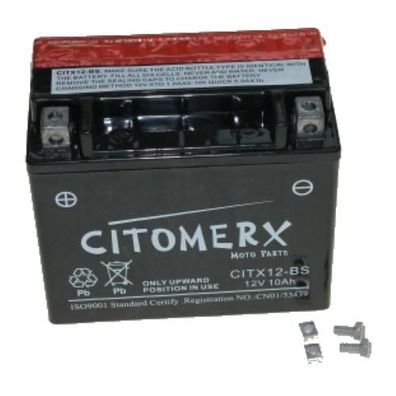 Flüssigbatterie CIT YTX12, 12 V 10 Ah, Pluspol links, DIN 51012