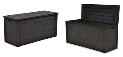 2x Gartenkissenbox Holzoptik Gartentruhe Auflagenbox Kissenbox Aufbewahrungsbox