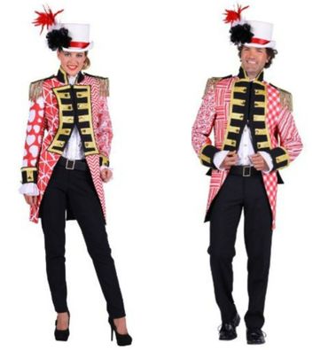Frack rot weiß Damen Herren Uniform Kölnjacke Patchworkoptik Karneval Kostüm