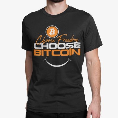 Herren T-Shirt Choose Freedom Choose Bitcoin Business Bitcoin Geld Krypto Stock