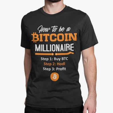 Bio Herren T-Shirt Hour To Be a Bitcoin Millionaire krypto Bitcoin get rich Geld