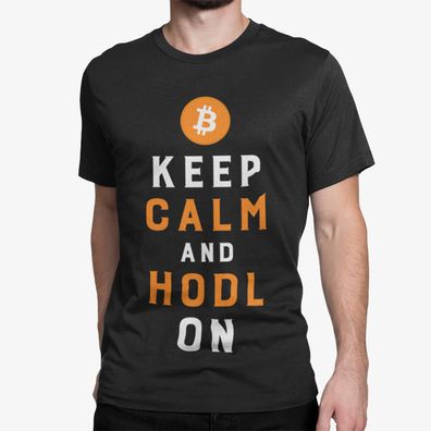 Bio Herren T-Shirt Keep Calm and Hold On Stock Aktien Money Crypto