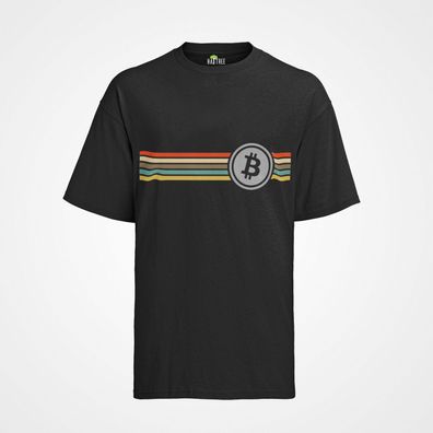 Bio Herren T-Shirt Retro Vintage Line with Bitcoin Money Geld Stock Shirt