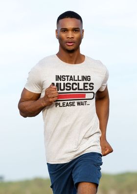 Bio Herren T-Shirt Installing Muscles Please wait GYM Bodybuilding Jogging Fit