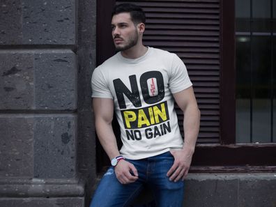 Bio Herren T-Shirt NO Pain No Gain GYM Bodybuilding Jogging Fit Gym Shirt