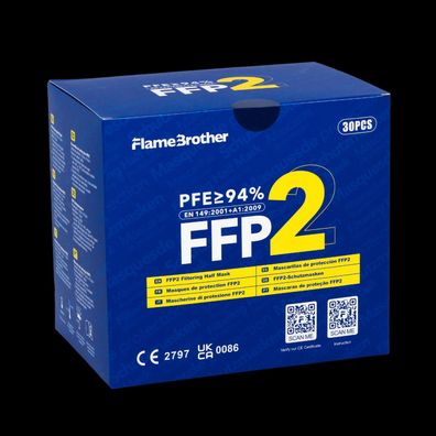 FFP2 Maske - Flame Brothers - CE + EN, farbig, 30 Stk./ Packung, Altruan
