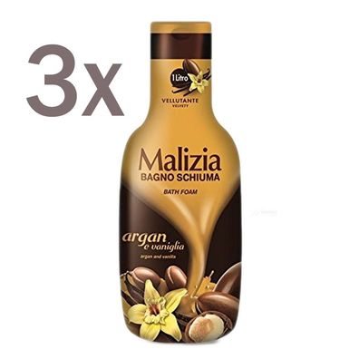 Malizia Schaumbad Argan & Vanille 3x 1L hautfreundlich nutritiv und pflegend