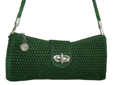 Elegante Damen Tasche Ledertasche Handtasche in Dunkel Grün aus echtem Wildleder