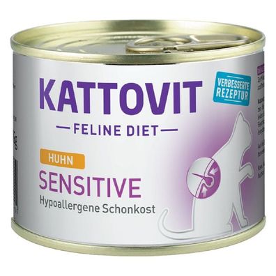 Kattovit ¦Feline Diet - Sensitive - Huhn - 12 x 185g ¦ Diät-Alleinfuttermittel ...