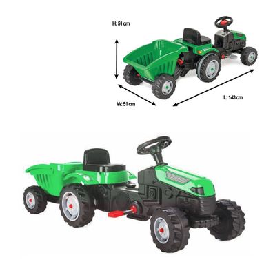 Pilsan Kindertraktor Active Pedale 07316 grün mit Anhänger ab 3 Jahren bis 50 kg