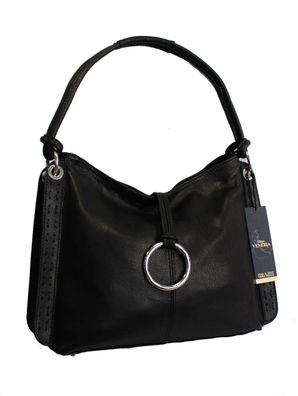 Italienische Damen Leder Tasche Handtasche Ledertasche Schwarz Schultertasche Marco V