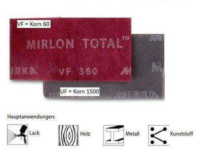 Mirka - Mirlon Total-Schleifvlies Handpads 115 x 230 mm 3 Stück Körnung wählbar