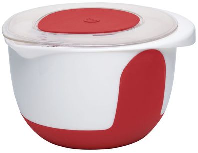 emsa Rührschüssel MIX & BAKE mit Deckel 3 Liter rot/ weiß
