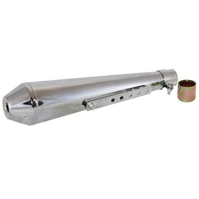 CMX Custom Cafe Racer Auspuff „Megaphone“ chrom Topf Silencer Trumpet-Type für H
