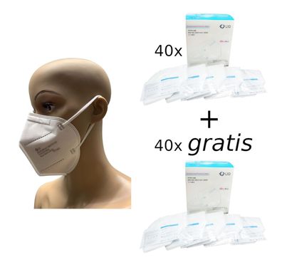 40x FFP2 LXD Mundschutz + 40x gratis Feinstaubmaske weiß Atemschutzmaske