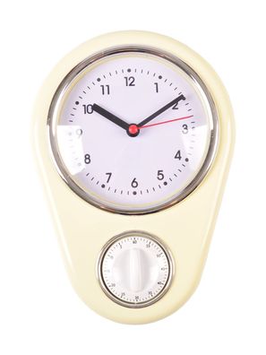 Retro Küchenuhr Vanille mit Timer Wanduhr Kurzzeitmesser Eieruhr Küchentimer Uhr