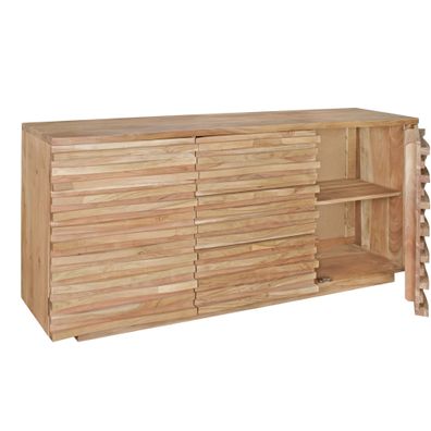 Wohnling Sideboard 160 x 75 x 43 cm Massiv-Holz Akazie Natur Baumkante Anrichte ...