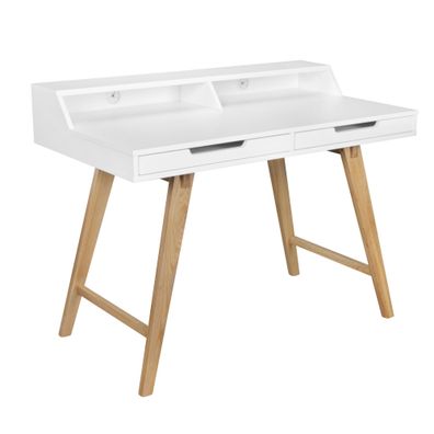 Wohnling Schreibtisch 110 x 85 x 60 cm MDF-Holz skandinavisch weiß matt Arbeitstis...