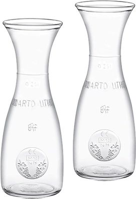 Glas Karaffe Misura mit Eichring - 2 Stück - wählen Sie die Größe 0,25L /0,5L/1