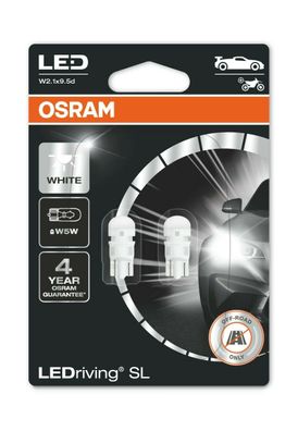 2x OSRAM W5W LED Glühbirne 12V 1W 6000K Kaltweiß W2.1X9.5D für Auto Motorrad