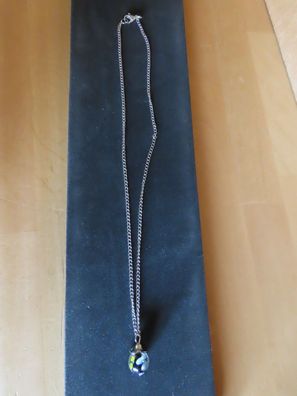 Modeschmuck Halskette mit bunter Glaskugel ca. 45 cm Karabinerverschluß