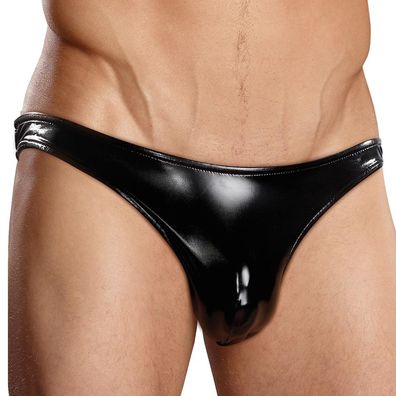 Männer String S-XL schwarz sexy Wetlook glänzend hüfttief Gay Male Power "H10"