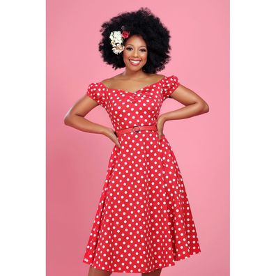 Dolores Doll Dress Polka Dots rot weiß - Größe: XL