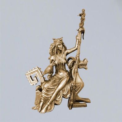 Frigga Figur Polyresin bronziert 27,5 x 18 cm Göttin Skulptur Statue Altarfigur