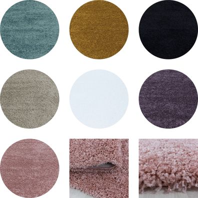Wunderschöne Runde Shaggy Hochflor Langflor 30mm Teppich in Verschiedene Farben