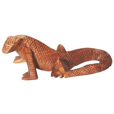 KOMODO WARAN aus Holz braun L: 10 cm Holzfigur Tierfigur Figur Echse