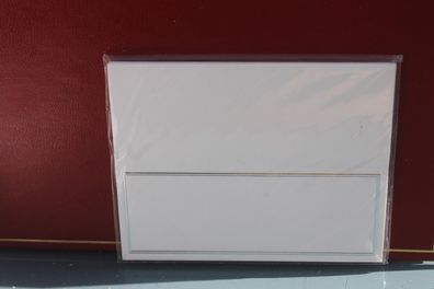 Tischkarten; 10 Stück; Uni, weiß, Silberrand