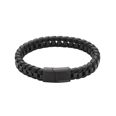 Energetix Herren Armband Magnetverschluss 3969-1 L, Kunstleder schwarz, Magnetschmuck