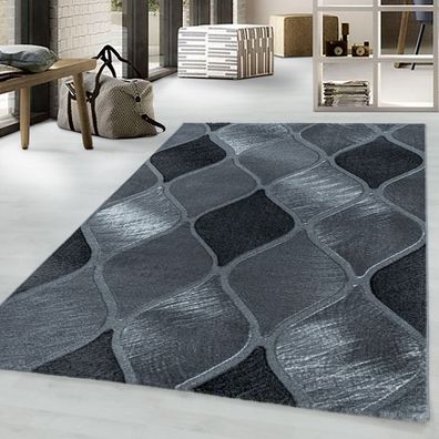 Designer Kurzflor Teppich modern design Wohnzimmer meliert kariert Höhe 9 mm