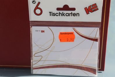 Tischkarten; 6 Stück; weiß, gold