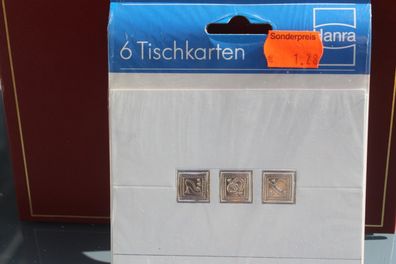 Tischkarten; 6 Stück; Hochzeit, weiß, silber