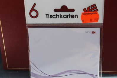 Tischkarten; 6 Stück; weiß, flieder
