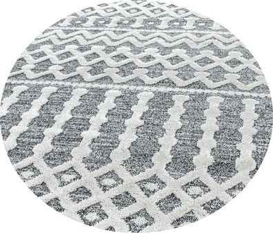 Wunderschöne Runde Design Hochflor Teppich dichter Flor 20 mm Oeko-Tex Zertifi.