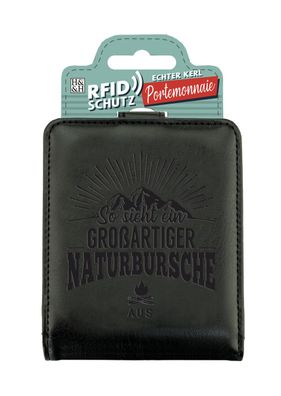 Echter Kerl Männer Portemonnaie Geldbörse Herren- Naturbursche-Schwarz