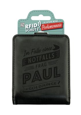 Echter Kerl Männer Portemonnaie Geldbörse Herren- Paul-Schwarz