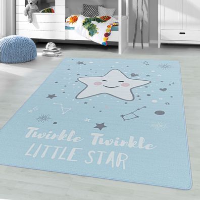 Kinderteppiche in verschiedene Größen rechteckig 8 mm Kurzflor mit Sternen Motiv