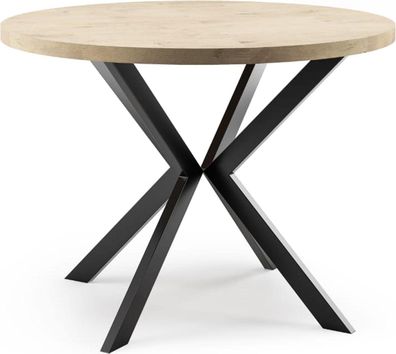 Esstisch Ausziehbar Rund Holz Dekor - Loft Style Tisch mit Metallbeinen - 100 bis 180