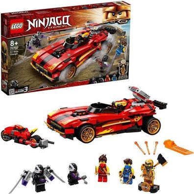 LEGO Ninjago 71737 Ninja Charger X-1, Ninja-Autospiel mit Motorrad und Cole Gold