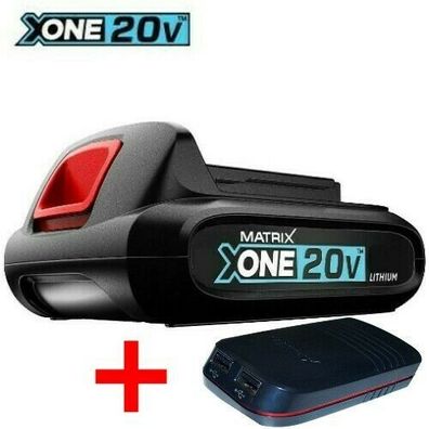 Matrix Akku X-One, 20 V mit 1,5 Ah + USB Powerbank Adapter 2 fach