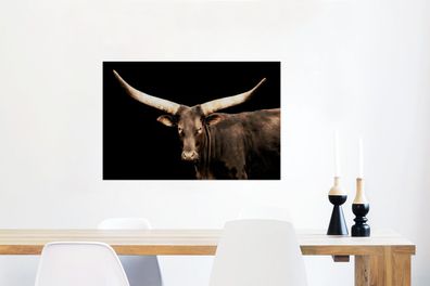 Glasbilder - 90x60 cm - Kuh - Watussi - Afrika (Gr. 90x60 cm)