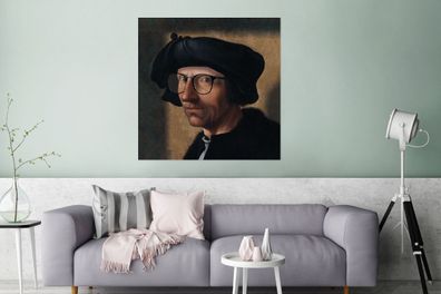 Glasbilder - 90x90 cm - Kunst - Brille - Porträt (Gr. 90x90 cm)