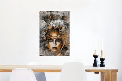 Glasbilder - 40x60 cm - Frauen - Make up - Blume (Gr. 40x60 cm)