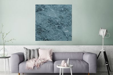 Glasbilder - 90x90 cm - Marmor - Blau - Muster (Gr. 90x90 cm)
