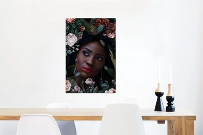 Leinwandbilder - 40x60 cm - Frau - Blumen - Make up (Gr. 40x60 cm)