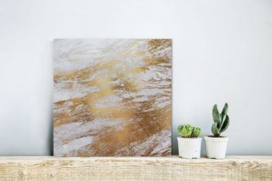 Glasbilder - 20x20 cm - Marmor - Muster - Gold - Weiß (Gr. 20x20 cm)