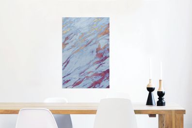 Glasbilder - 60x90 cm - Marmor - Blau - Lila - Gold (Gr. 60x90 cm)